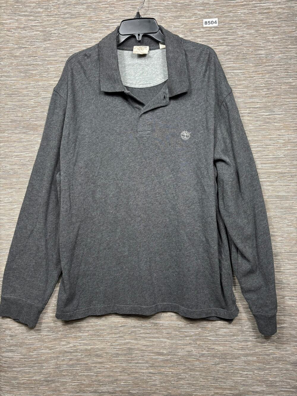Timberland Polo Shirt Mens 2XL Gray Long Sleeve Stratham Issue Cotton Outdoor